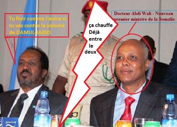 clash entre Le nouveau premier ministre de la somalie - Docteur Abdi wali- et le président de la Somalie